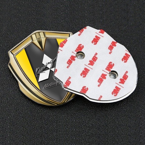 Mitsubishi Bodyside Badge Self Adhesive Gold Yellow Base Sport Logo
