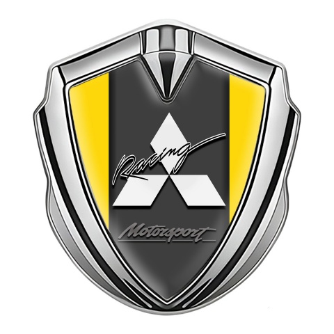 Mitsubishi Bodyside Badge Self Adhesive Silver Yellow Base Sport Logo