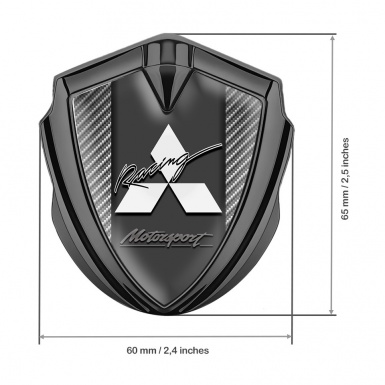 Mitsubishi Emblem Badge Self Adhesive Graphite Light Carbon Racing Logo