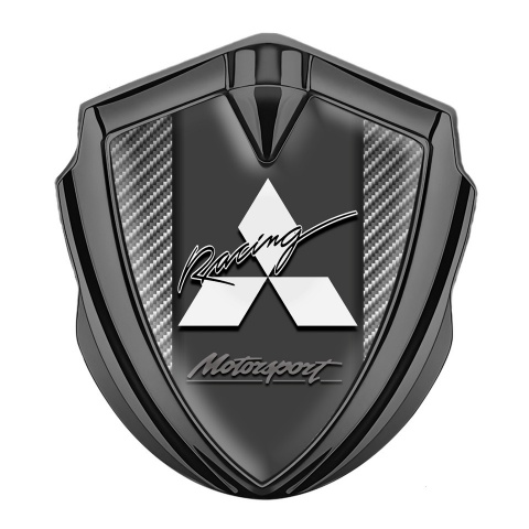 Mitsubishi Emblem Badge Self Adhesive Graphite Light Carbon Racing Logo