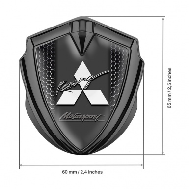 Mitsubishi Emblem Fender Badge Graphite Black Grate Motorsport Racing