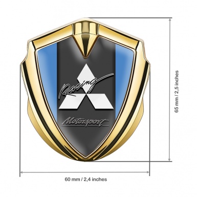 Mitsubishi Fender Emblem Badge Gold Glacial Blue Racing Edition
