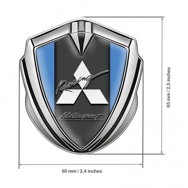 Mitsubishi Fender Emblem Badge Silver Glacial Blue Racing Edition