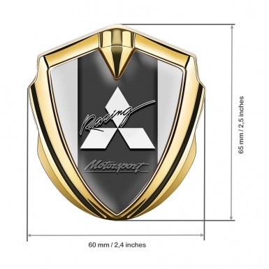 Mitsubishi Emblem Trunk Badge Gold Moon Grey Motorsport Division