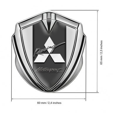 Mitsubishi Emblem Trunk Badge Silver Moon Grey Motorsport Division