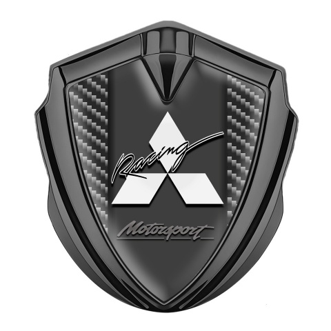 Mitsubishi Emblem Self Adhesive Graphite Dark Carbon Racing Sport Design