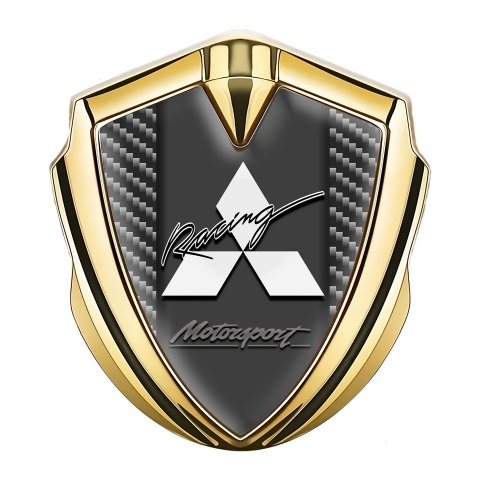 Mitsubishi Emblem Self Adhesive Gold Dark Carbon Racing Sport Design