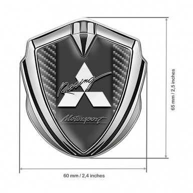 Mitsubishi Emblem Self Adhesive Silver Dark Carbon Racing Sport Design