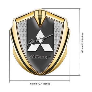Mitsubishi Bodyside Emblem Badge Gold Grey Hex Motorsport Edition
