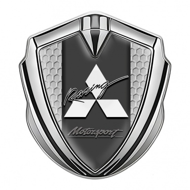 Mitsubishi Bodyside Emblem Badge Silver Grey Hex Motorsport Edition