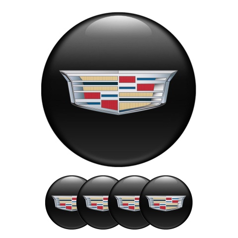 Cadillac Silicone Stickers Wheel Center Cap Black with Multicolour Logo