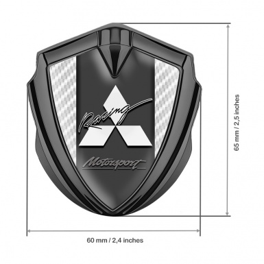 Mitsubishi Trunk Emblem Badge Graphite White Carbon Motorsport Racing