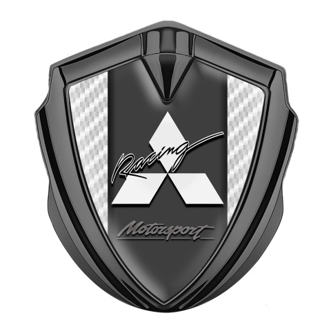 Mitsubishi Trunk Emblem Badge Graphite White Carbon Motorsport Racing