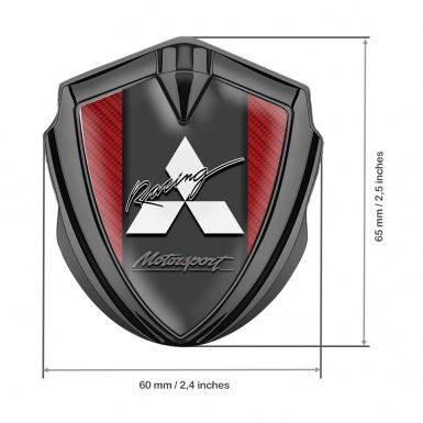 Mitsubishi Emblem Car Badge Graphite Red Carbon White Racing Edition