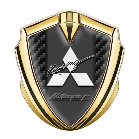 Mitsubishi Bodyside Domed Emblem Gold Black Carbon Racing Motif