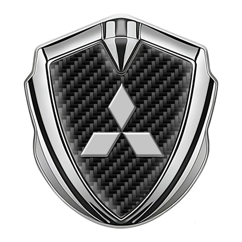 Mitsubishi Emblem Badge Self Adhesive Silver Black Carbon Grey Logo
