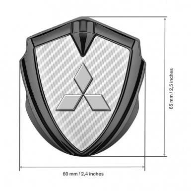 Mitsubishi Emblem Fender Badge Graphite White Carbon Classic Design