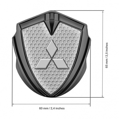Mitsubishi Fender Emblem Badge Graphite Grey Honeycomb Clean Logo