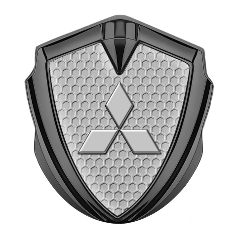 Mitsubishi Fender Emblem Badge Graphite Grey Honeycomb Clean Logo