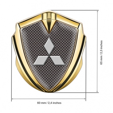 Mitsubishi Emblem Trunk Badge Gold Grey Carbon Classic Edition
