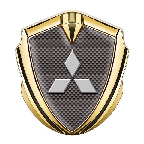 Mitsubishi Emblem Trunk Badge Gold Grey Carbon Classic Edition