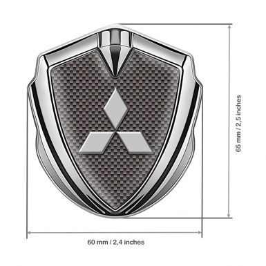 Mitsubishi Emblem Trunk Badge Silver Grey Carbon Classic Edition