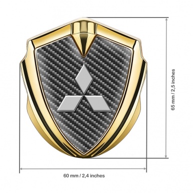 Mitsubishi Emblem Self Adhesive Gold Dark Carbon Grey Classic Design