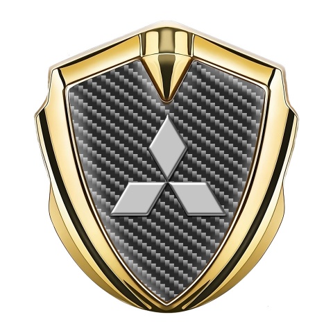 Mitsubishi Emblem Self Adhesive Gold Dark Carbon Grey Classic Design