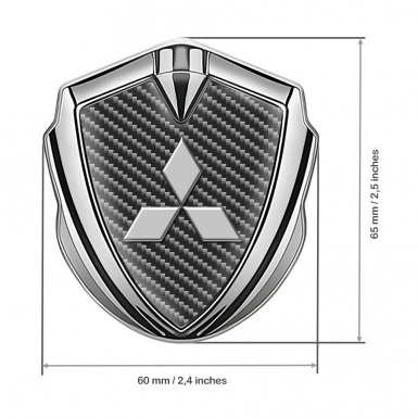 Mitsubishi Emblem Self Adhesive Silver Dark Carbon Grey Classic Design