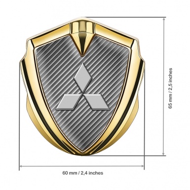 Mitsubishi Emblem Car Badge Gold Light Carbon Grey Relief Logo