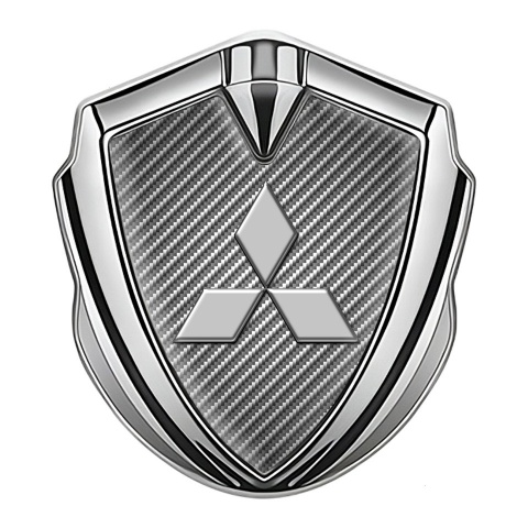 Mitsubishi Emblem Car Badge Silver Light Carbon Grey Relief Logo