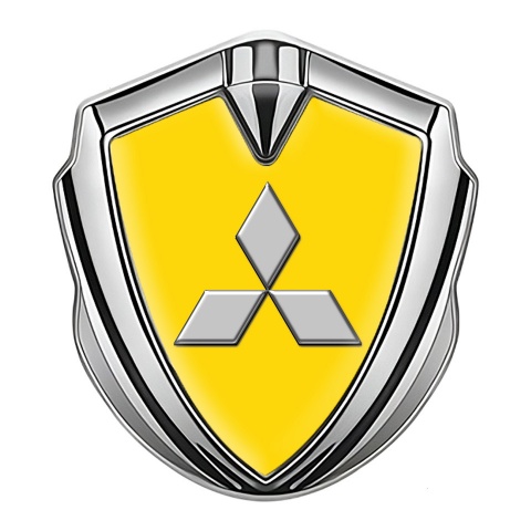 Mitsubishi Emblem Bodyside Domed Emblem Silver Yellow Base Grey Relief