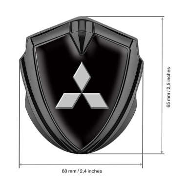 Mitsubishi Emblem Badge Self Adhesive Graphite Black Base Big Logo