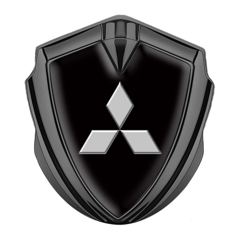 Mitsubishi Emblem Badge Self Adhesive Graphite Black Base Big Logo