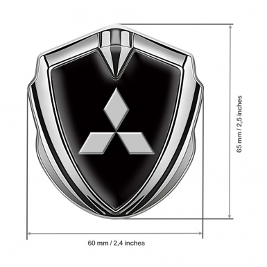 Mitsubishi Emblem Badge Self Adhesive Silver Black Base Big Logo