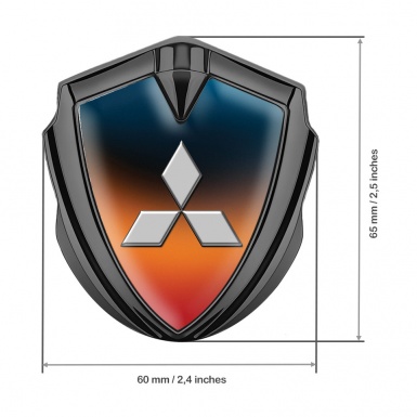 Mitsubishi Emblem Fender Badge Graphite Gradient Grey Classic Edition