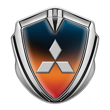 Mitsubishi Emblem Fender Badge Silver Gradient Grey Classic Edition