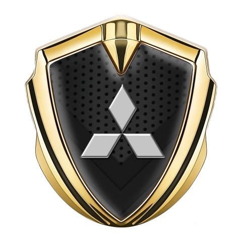 Mitsubishi Emblem Trunk Badge Gold Dark Mesh Elements Clean Logo