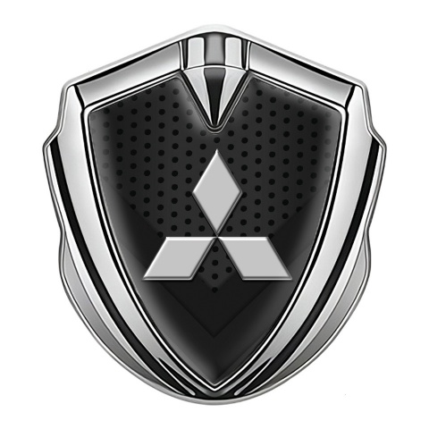 Mitsubishi Emblem Trunk Badge Silver Dark Mesh Elements Clean Logo