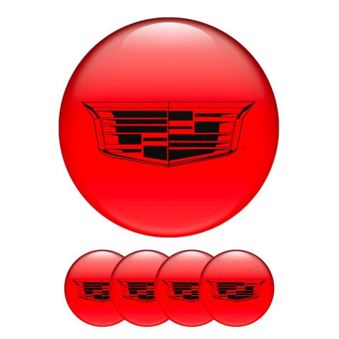 Cadillac Silicone Stickers Center Cap Red with Black Logo