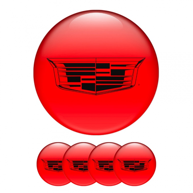Cadillac Silicone Stickers Center Cap Red with Black Logo