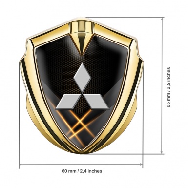 Mitsubishi Bodyside Emblem Badge Gold Orange Beams Glow Effect
