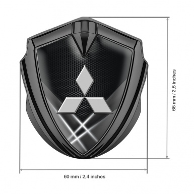 Mitsubishi Trunk Emblem Badge Graphite Greyscale Hex Grey Logo