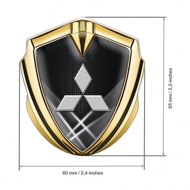 Mitsubishi Trunk Emblem Badge Gold Greyscale Hex Grey Logo