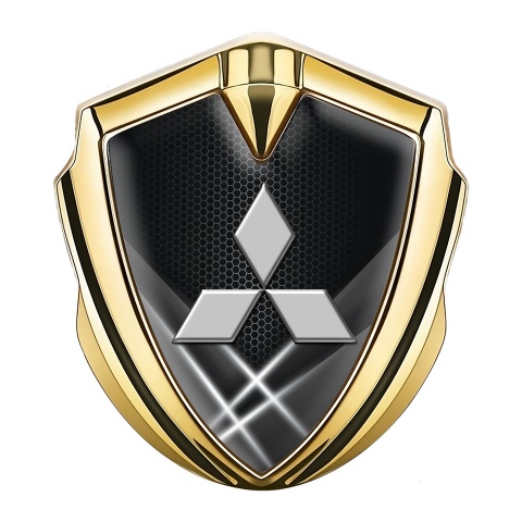Mitsubishi Trunk Emblem Badge Gold Greyscale Hex Grey Logo