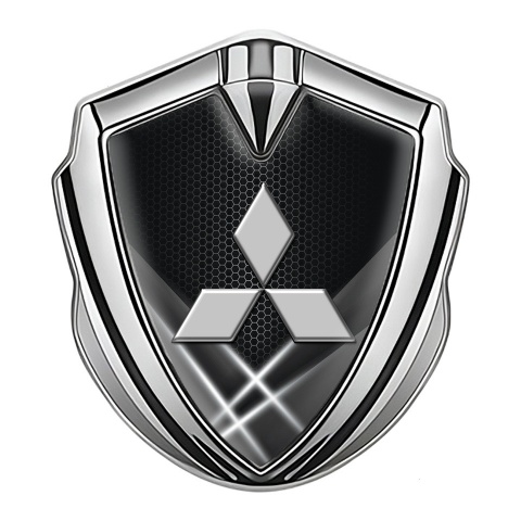 Mitsubishi Trunk Emblem Badge Silver Greyscale Hex Grey Logo