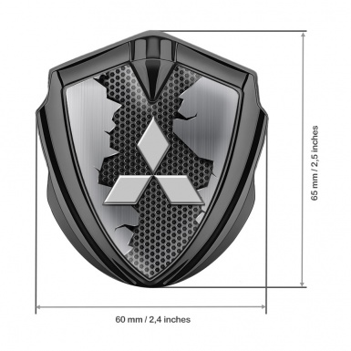 Mitsubishi Emblem Car Badge Graphite Dark Hex Broken Steel Classic Logo