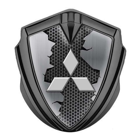 Mitsubishi Emblem Car Badge Graphite Dark Hex Broken Steel Classic Logo
