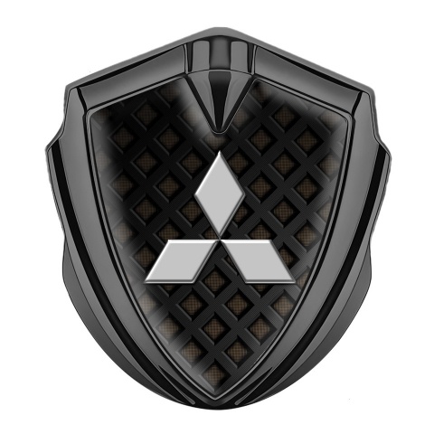 Mitsubishi Bodyside Domed Emblem Graphite Fence Pattern Grey Logo