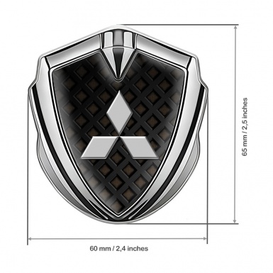 Mitsubishi Bodyside Domed Emblem Silver Fence Pattern Grey Logo